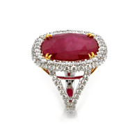 13.59 Ct. Ruby Natural Diamond Pave Ring, 18K White Gold Image