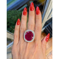 13.59 Ct. Ruby Natural Diamond Pave Ring, 18K White Gold Life Style