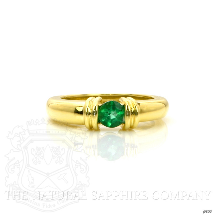 0.40 Ct. Emerald Bezel Ring, 18K Yellow Gold