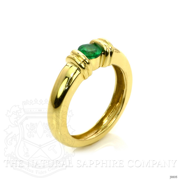 0.40 Ct. Emerald Bezel Ring, 18K Yellow Gold