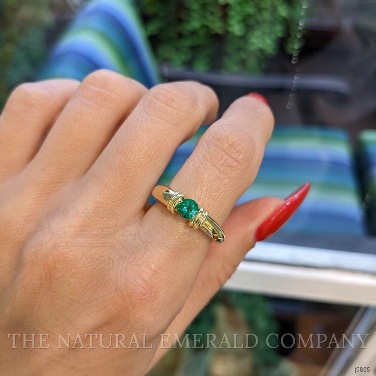 0.40 Ct. Emerald Bezel Ring, 18K Yellow Gold