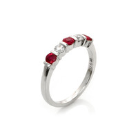 0.46 Ct. Ruby Natural Diamond Bezel Ring, 14K White Gold Image