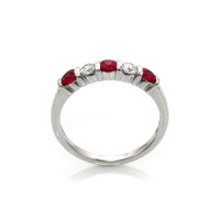 0.46 Ct. Ruby Natural Diamond Bezel Ring, 14K White Gold Image