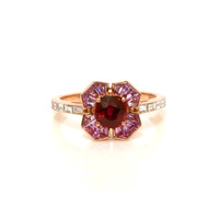 1.12 Ct. Ruby Sapphire Pave Ring, 18K Rose Gold Video