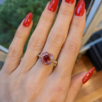 1.12 Ct. Ruby Sapphire Pave Ring, 18K Rose Gold Life Style