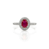 0.90 Ct. Ruby and Diamond Pave Ring, 18K White Gold Video
