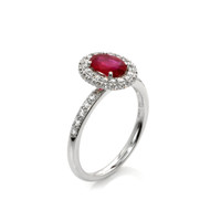 0.90 Ct. Ruby and Diamond Pave Ring, 18K White Gold Image