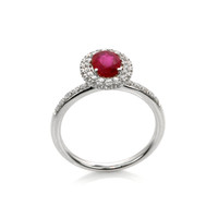 0.90 Ct. Ruby and Diamond Pave Ring, 18K White Gold Image