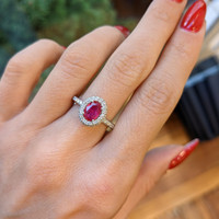 0.90 Ct. Ruby and Diamond Pave Ring, 18K White Gold Life Style