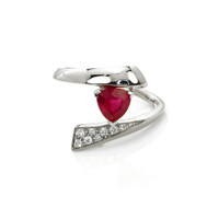 1.16 Ct. Pinkish Red Ruby and Natural Diamond Pave Ring, 18K White Gold Video