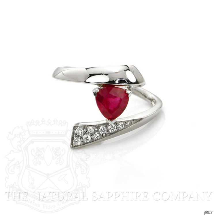 1.16 Ct. Pinkish Red Ruby and Natural Diamond Pave Ring, 18K White Gold