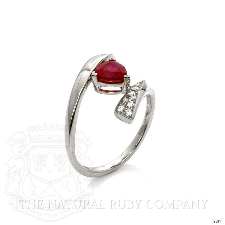 1.16 Ct. Pinkish Red Ruby and Natural Diamond Pave Ring, 18K White Gold