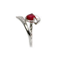 1.16 Ct. Pinkish Red Ruby and Natural Diamond Pave Ring, 18K White Gold Image