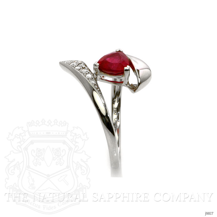 1.16 Ct. Pinkish Red Ruby and Natural Diamond Pave Ring, 18K White Gold