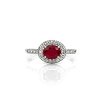 1.09 Ct. Ruby and Diamond Ring, 18K White Gold Video