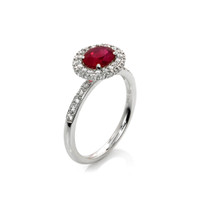 1.09 Ct. Ruby and Diamond Ring, 18K White Gold Image