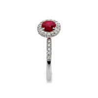 1.09 Ct. Ruby and Diamond Ring, 18K White Gold Image