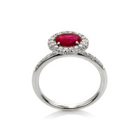 1.09 Ct. Ruby and Diamond Ring, 18K White Gold Image