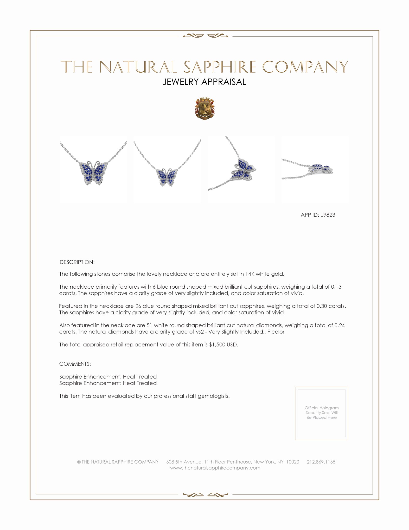 0.13 Ct. Blue Sapphire and Natural Diamond Pave Necklace, 14K White Gold