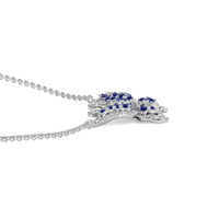 0.13 Ct. Blue Sapphire and Natural Diamond Pave Necklace, 14K White Gold Image