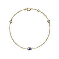 0.09 Ct.Tw. Blue Sapphire and Natural Diamond Pave Bracelet, 14K Yellow Gold Video