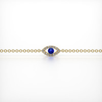 0.09 Ct.Tw. Blue Sapphire and Natural Diamond Pave Bracelet, 14K Yellow Gold Image
