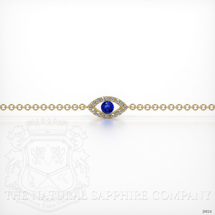 0.09 Ct.Tw. Blue Sapphire and Natural Diamond Pave Bracelet, 14K Yellow Gold