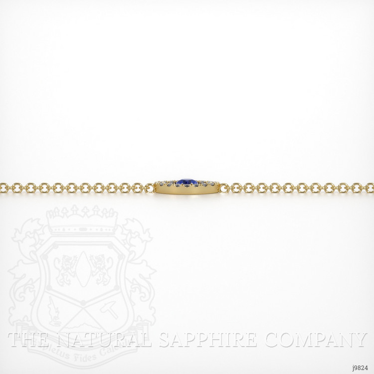 0.09 Ct.Tw. Blue Sapphire and Natural Diamond Pave Bracelet, 14K Yellow Gold