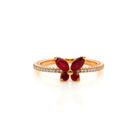 0.46 Ct. Ruby and Natural Diamond Pave Ring, 18K Rose Gold Video
