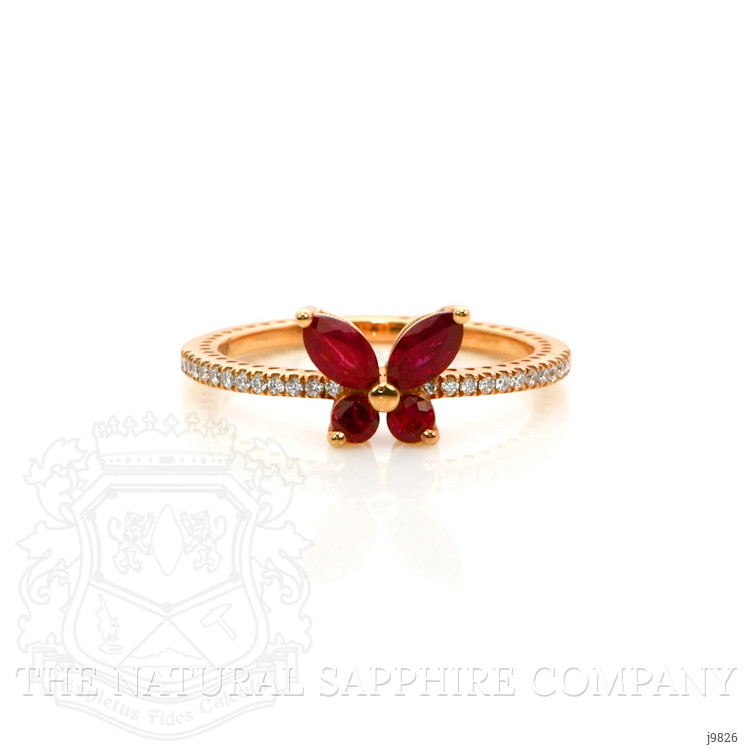 0.46 Ct. Ruby and Natural Diamond Pave Ring, 18K Rose Gold