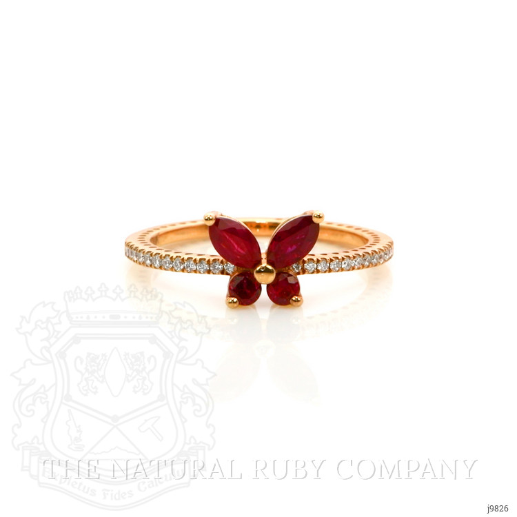 0.46 Ct. Ruby and Natural Diamond Pave Ring, 18K Rose Gold