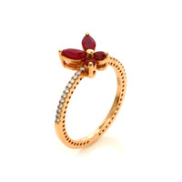 0.46 Ct. Ruby and Natural Diamond Pave Ring, 18K Rose Gold Image