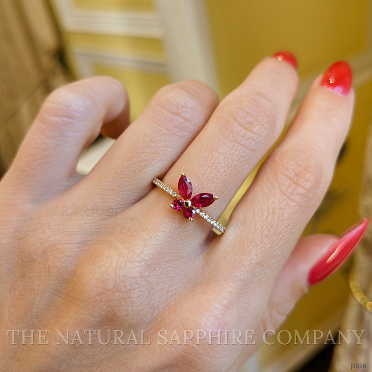 0.46 Ct. Ruby and Natural Diamond Pave Ring, 18K Rose Gold
