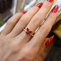 0.46 Ct. Ruby and Natural Diamond Pave Ring, 18K Rose Gold Life Style