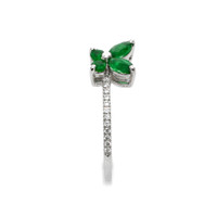 0.44 Ct. Emerald Natural Diamond Pave Ring, 18K White Gold Image
