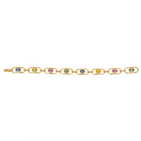 5.00 Ct.Tw. Multi Color Sapphire and Natural Diamond Pave Bracelet, 18K Yellow Gold Image