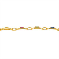 5.00 Ct.Tw. Multi Color Sapphire and Natural Diamond Pave Bracelet, 18K Yellow Gold Image