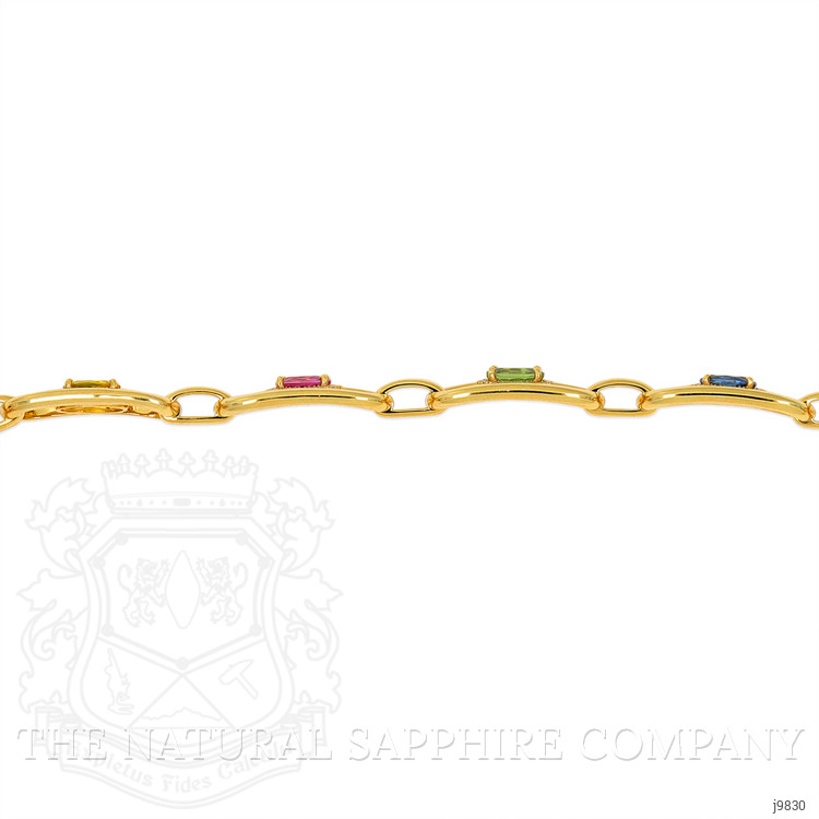 5.00 Ct.Tw. Multi Color Sapphire and Natural Diamond Pave Bracelet, 18K Yellow Gold