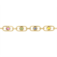 5.00 Ct.Tw. Multi Color Sapphire and Natural Diamond Pave Bracelet, 18K Yellow Gold Image