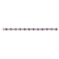 9.91 Ct.Tw. Pink Sapphire and Natural Diamond Pave Bracelet, 18K White Gold Image