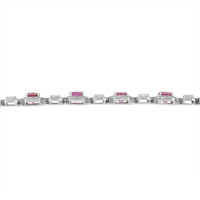 9.91 Ct.Tw. Pink Sapphire and Natural Diamond Pave Bracelet, 18K White Gold Image