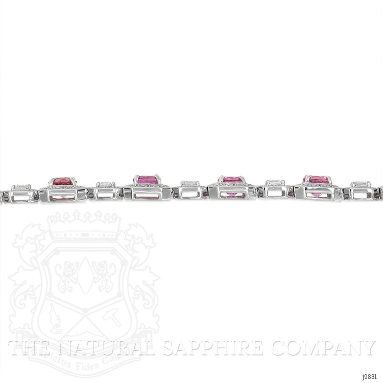 9.91 Ct.Tw. Pink Sapphire and Natural Diamond Pave Bracelet, 18K White Gold