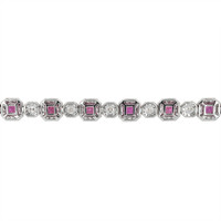 9.91 Ct.Tw. Pink Sapphire and Natural Diamond Pave Bracelet, 18K White Gold Image