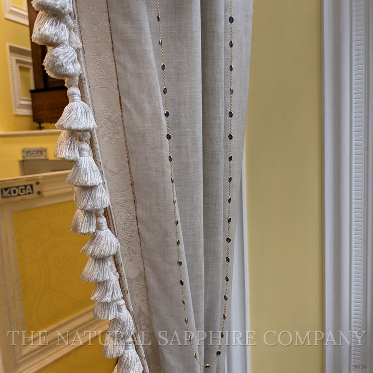 11.60 Ct. Blue Sapphire Bezel Necklace, 18K Yellow Gold