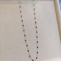 11.60 Ct. Blue Sapphire Bezel Necklace, 18K Yellow Gold Life Style