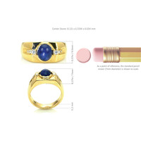 2.47 Ct. Blue Sapphire and Natural Diamond Men's Ring, 14K Yellow Gold Image