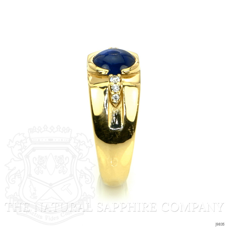 2.47 Ct. Blue Sapphire and Natural Diamond Men's Ring, 14K Yellow Gold