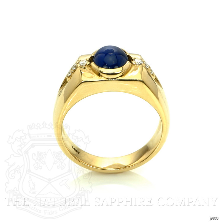 2.47 Ct. Blue Sapphire and Natural Diamond Men's Ring, 14K Yellow Gold