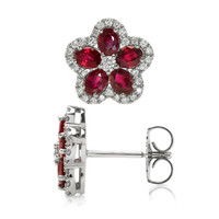 2.02 Ct.Tw. Ruby Natural Diamond Pave Earrings, 18K White Gold Image