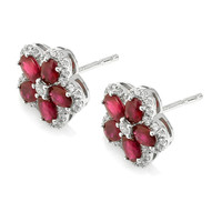 2.02 Ct.Tw. Ruby Natural Diamond Pave Earrings, 18K White Gold Image